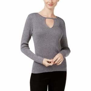I.N.C. Petite Cutout Sweater Silver